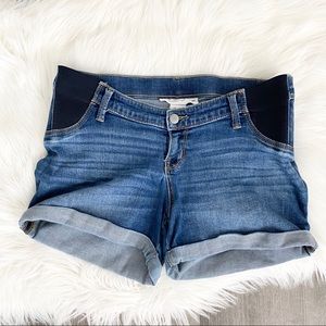 Liz Lange Maternity Midi Side Panel Jean Shorts S